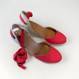 J. Crew Red Espadrille Wedge Sandals